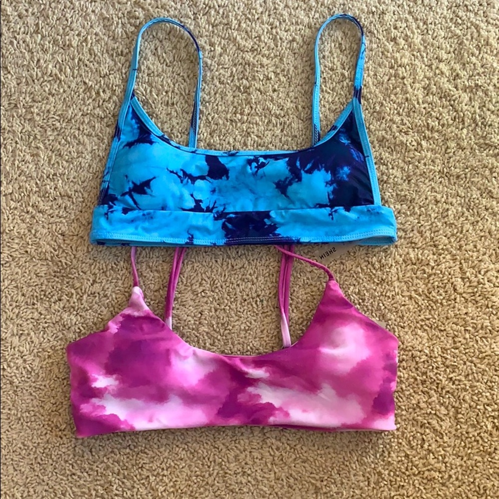 2 shein tie dye bikini tops